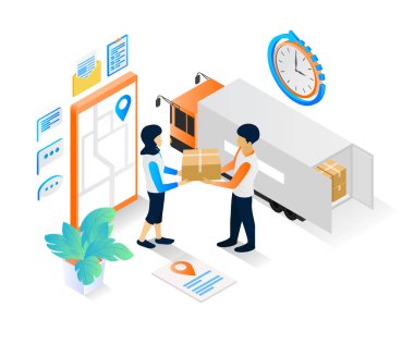 Isometric style delivery order illustration