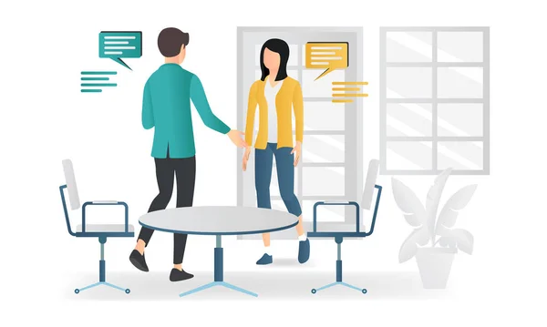 Flat Style Illustration People Having Interview Discussion — Stockvector
