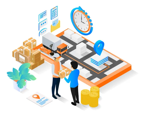 Isometric style delivery order illustration