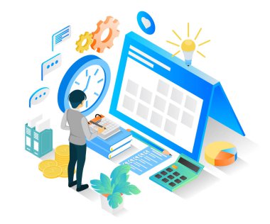 Planlama iş takviminin vektör illüstrasyonu