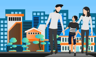 mutlu aile vektör çizim 