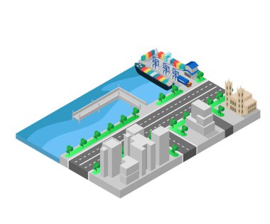 Harbor 'daki eşya evinin vektör illüstrasyonu