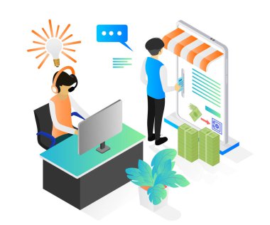 Oyun çevrimiçi ve finans vektör illüstrasyonu