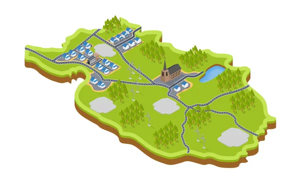 Illustration Vectorielle Carte Village — Image vectorielle