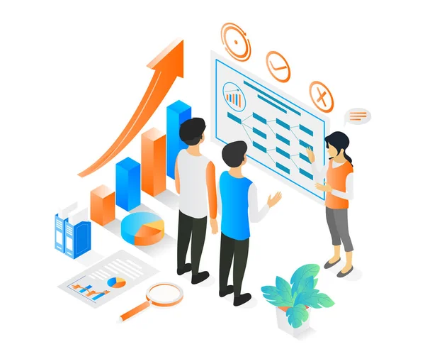 Ilustração Vetorial Apresentação Negócios Crescimento — Vetor de Stock