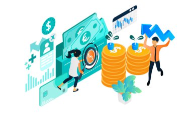 Finans ve bankacılık kavramı vektör illüstrasyon arka planı 
