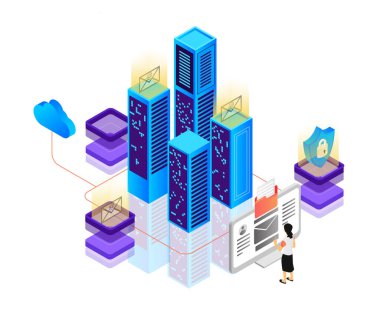 Uygulama sunucusu bulut depolamasının izometrik çizimi
