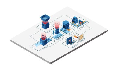 Bir fabrikanın ağ yapısı vektör illüstrasyonuna