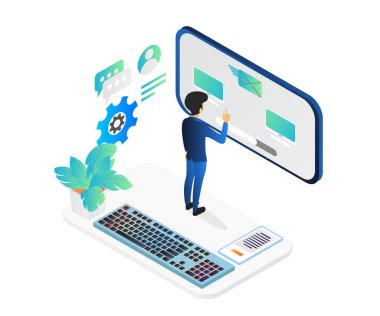 kullanıcı simülasyonu e- posta gönderiyor. Vektör illüstrasyonu 10 eps grafik.