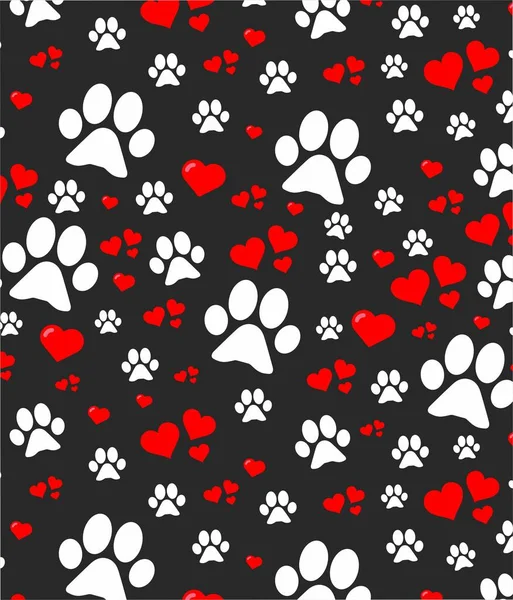 Seamless Pattern With Animal Paw Print Vector Illustration.