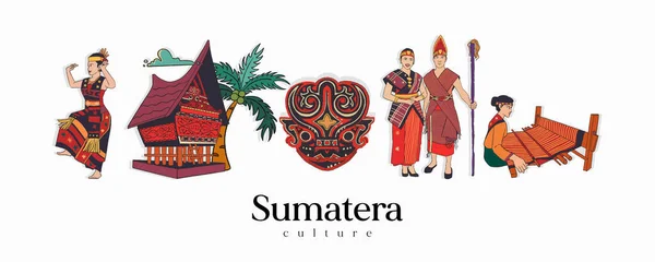 Isolated Bataknese Sumatera Illustration Hand Drawn Indonesian Cultures — ストックベクタ