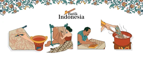 Isolated Batik Illustration Hand Drawn Indonesian Cultures — Vetor de Stock