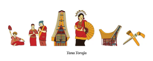 Isolated Torajan South Sulawesi Illustration. Hand drawn Indonesian cultures background