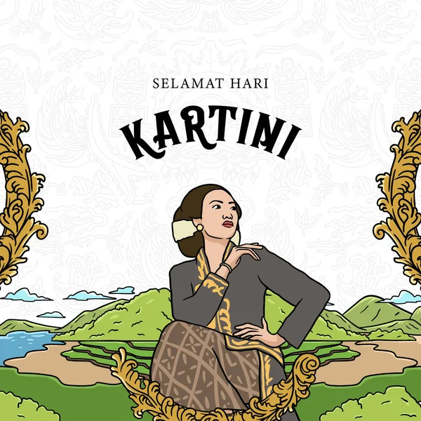 Happy Kartini Day Vector Illustration Indonesian Female Heroes Women Empowerment — ストックベクタ