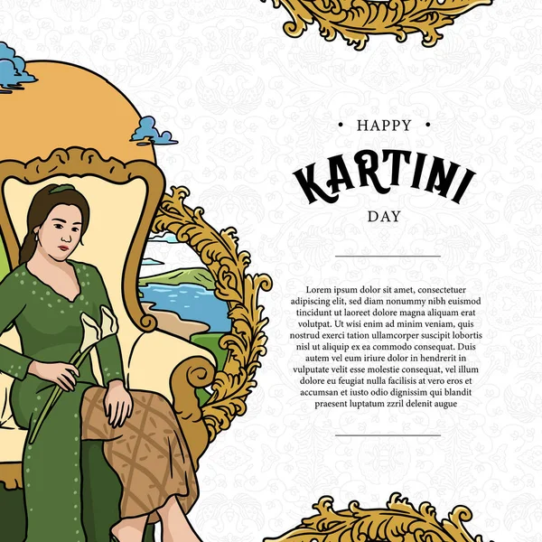 Happy Kartini Day Vector Illustration Indonesian Female Heroes Women Empowerment — 图库矢量图片