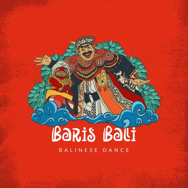 Balinese Baris Dancer Illustration Hand Drawn Indonesian Cultures Social Media — Archivo Imágenes Vectoriales