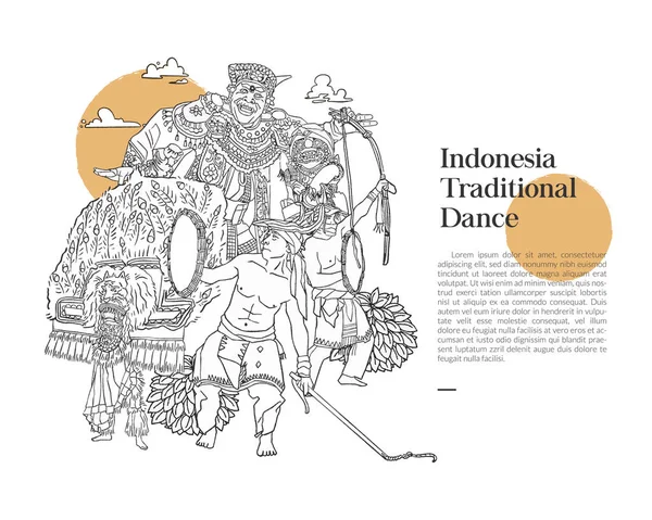Set of famous dance from indonesia illustration for template social media. Hand drawn dancer illustration vector with white color.