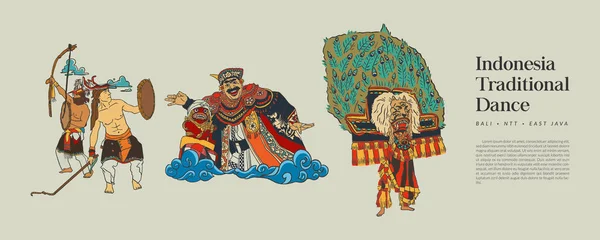 Isolated of famous dance from indonesia hand drawn illustration vector for background