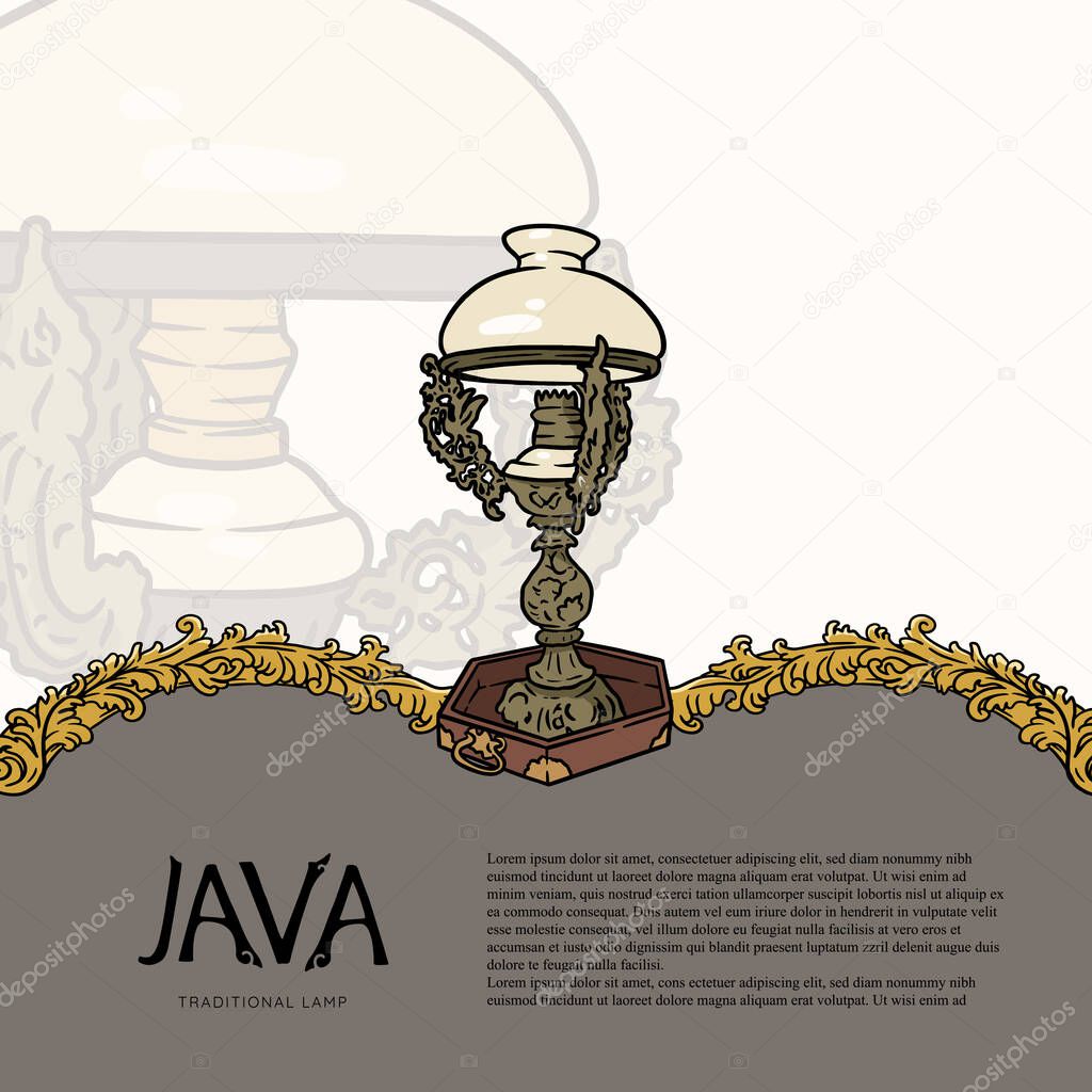 javanese traditional lamp vector hand drawn. Indonesian culture illustrasion for social media or background