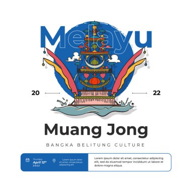 muang jong melayunese alms ritual bangka belitung traditional culture hand drawn illustration for background