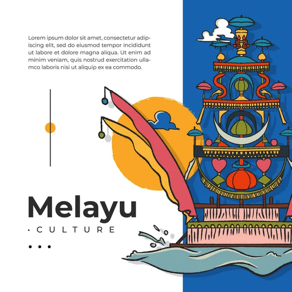 Melayu Culture Muang Jong Sea Alms Ritual Bangka Belitung Hand — Vector de stock