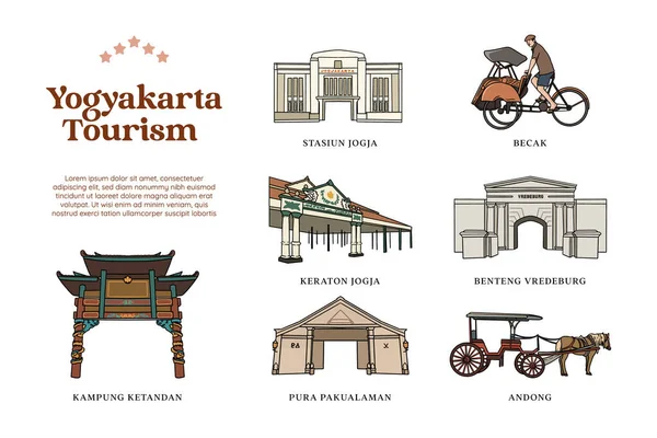 Isolated Yogyakarta Landmark Hand Drawn Illustration — Archivo Imágenes Vectoriales