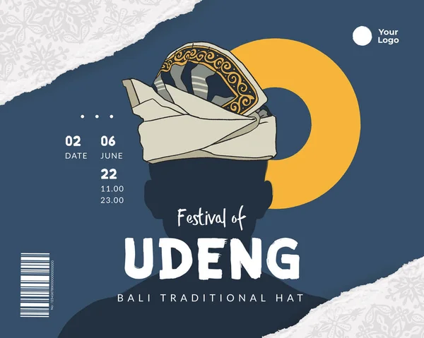 Balinese Traditional Hat Hand Drawn Illustration Called Udeng Indonesia Culture — 图库矢量图片