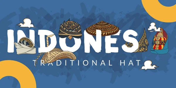Indonesia Traditional Hat Hand Drawn Illustration Design Inspiration Social Media — 图库矢量图片