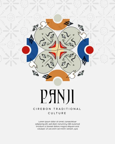 panji, indonesia traditional mask for cirebon traditional dance hand drawn illustration