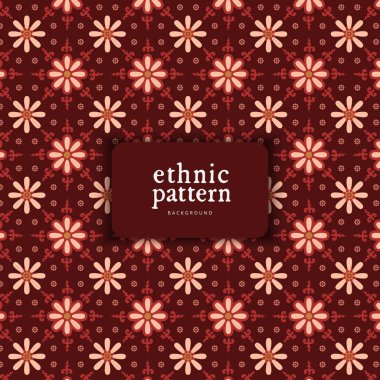 Chocolate color flower Javanese ethnic pattern design for background