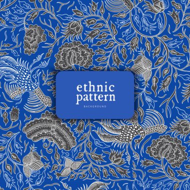 Blue color luxury Javanese ethnic pattern design for background