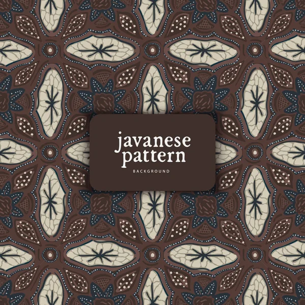 Javenese Sogan Flower Pattern Indonesian Batik Ethnic Pattern Design Background — Vetor de Stock