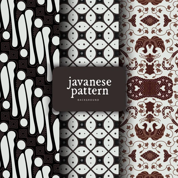 Various Yogyakarta Batik Pattern Javanese Pattern — Vetor de Stock