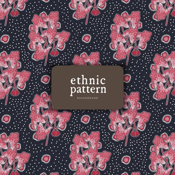 Red Flower Pattern Indonesian Batik Ethnic Pattern Design Background — ストックベクタ