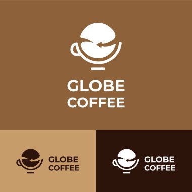 Globe coffee cafe color version logo design inspiration