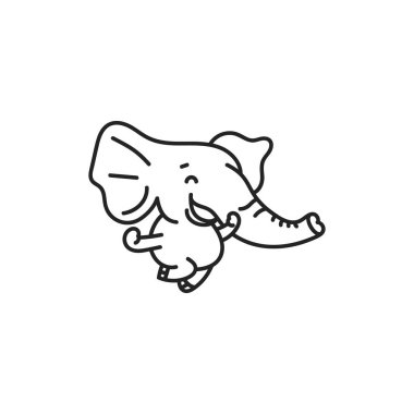 one line kid elephant running logo