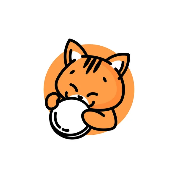 Симпатичный Оранжевый Тигр Логотип Логотипа — стоковый вектор