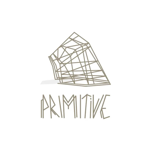 Flat Line Primitive House Logo — Vector de stock