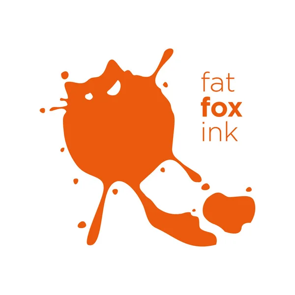 Orange Fat Fox Ink Logo — Vector de stock