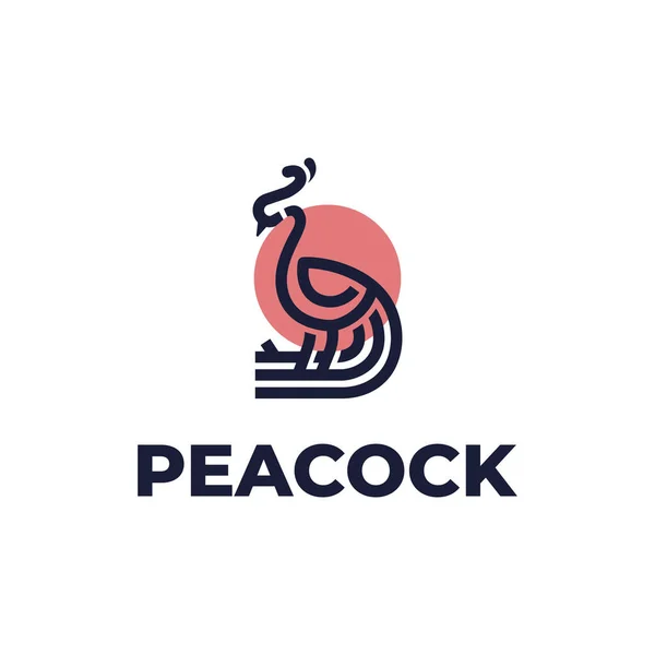 Clean Elegant Peacock Line Style Logo Design — Vector de stock