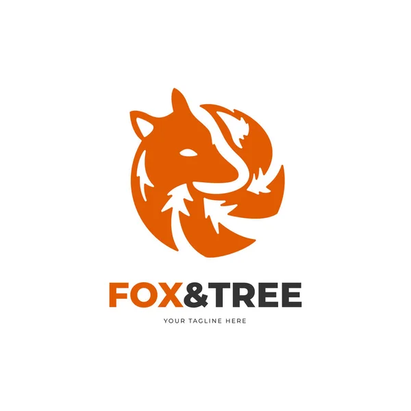 Rounded Fox Tree Logo Villa Resort — Vector de stock