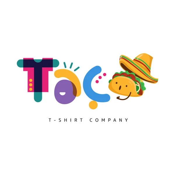 Colorfull Cute Funny Taco Logo Design Inspiration — Vector de stock