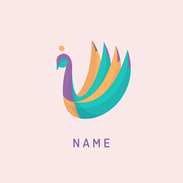 Swan logo for cosmetic, spa logo template. Colorful swan logo with geometry.
