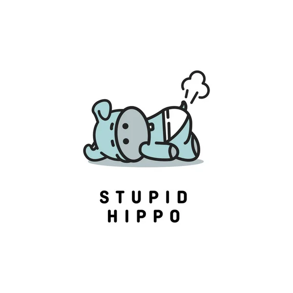 stupid hippo cartoon logo vector illustration. nice hippo cute logo design concept