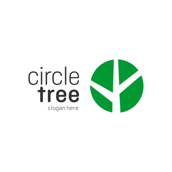 Circle Tree Logo Icon Template Design Garden Plant Natural Line — Vector de stock