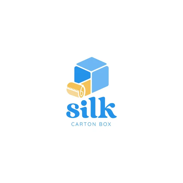 Silk Carton Fabric Box Logo Concept Tailor Fashion Business — Vector de stock