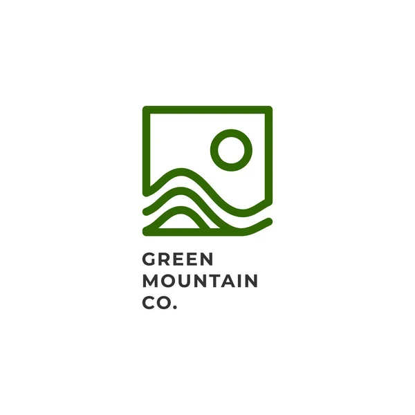 Minimalist green mountain scenery logo concept for food or farm industry 