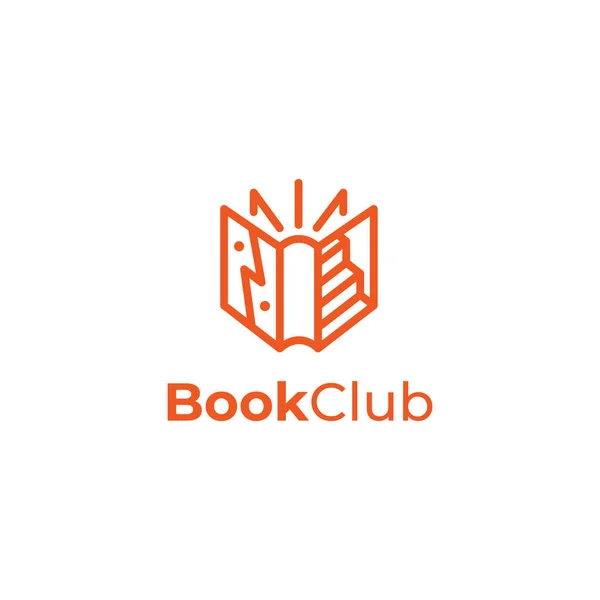 clean book club one line logo for library or student education design inspiration