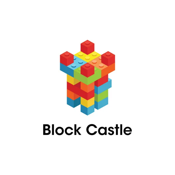 Colorfull Letter Block Castle Logo Children Toy Company Logo Design — Stock Vector