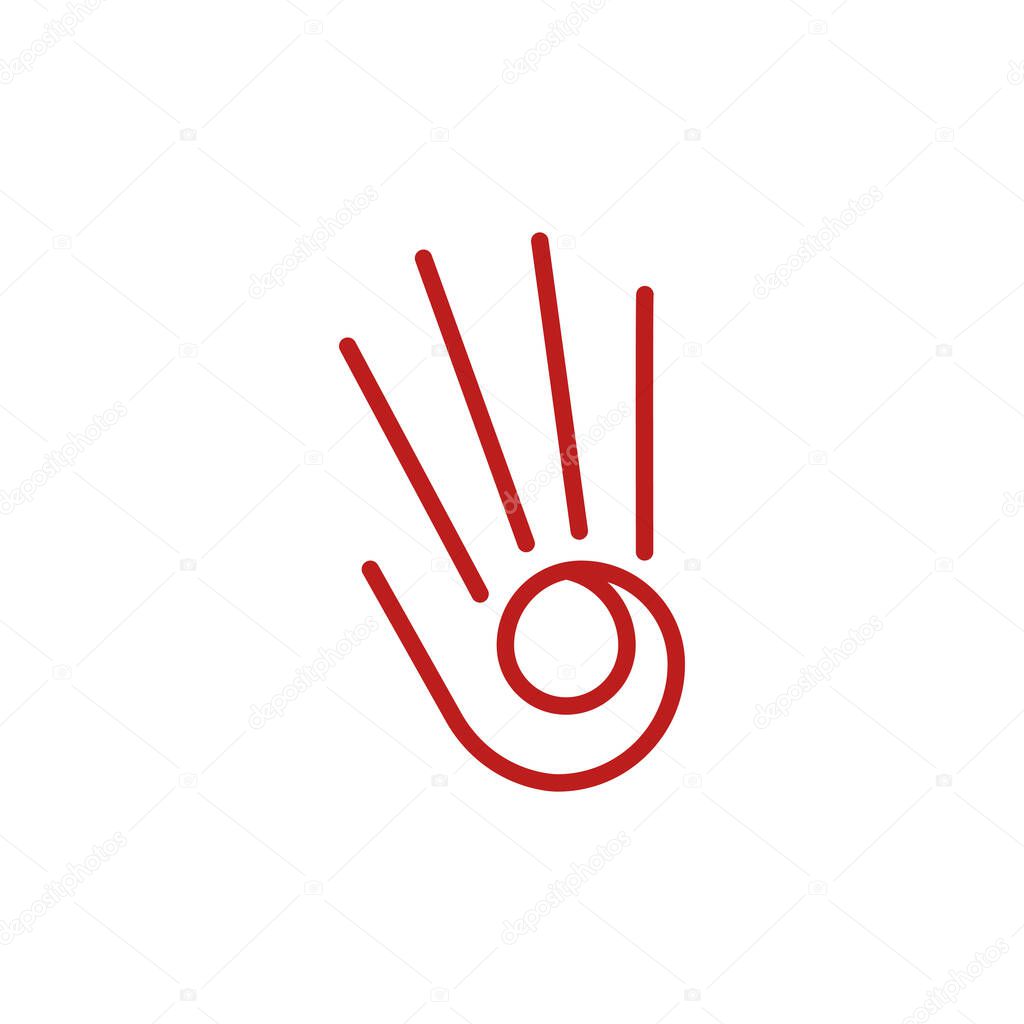 Simple Red Hand logo with number 9 for an art company